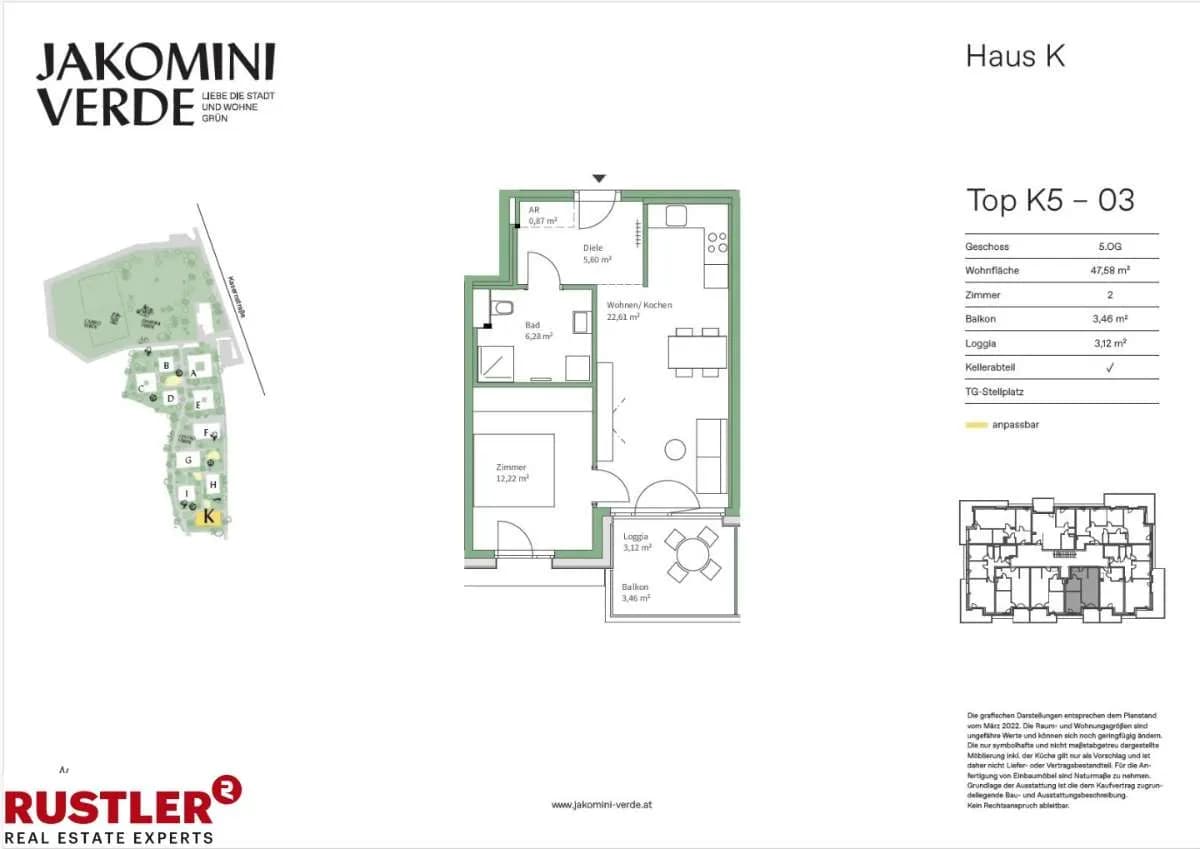 2-Zimmer-Wohnung kaufen in Graz – 47,58 m², € 265.000 – Bild 5 von 9
