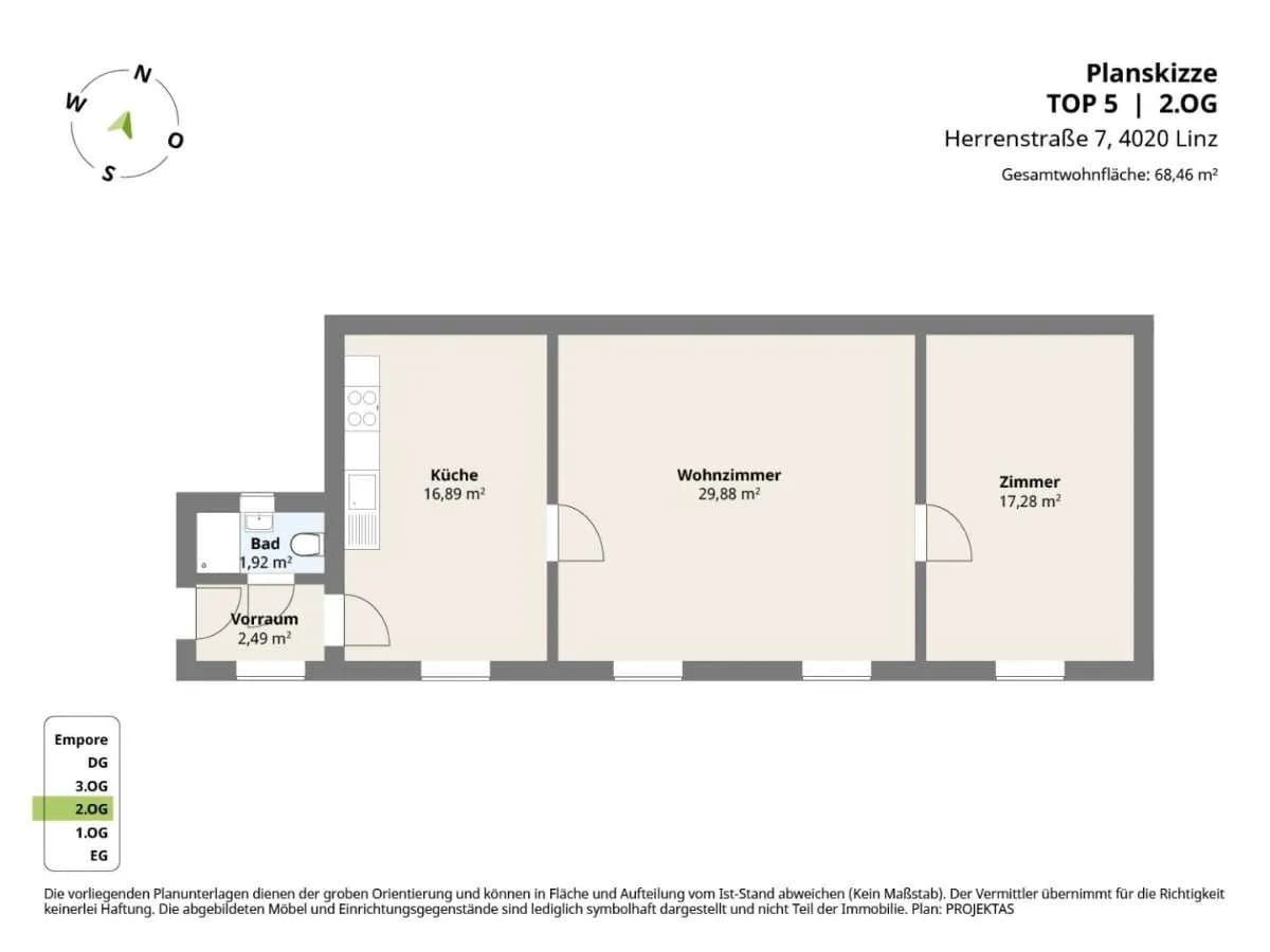 2-Zimmer-Wohnung mieten in Linz – 68,46 m², € 785 – Bild 12 von 12