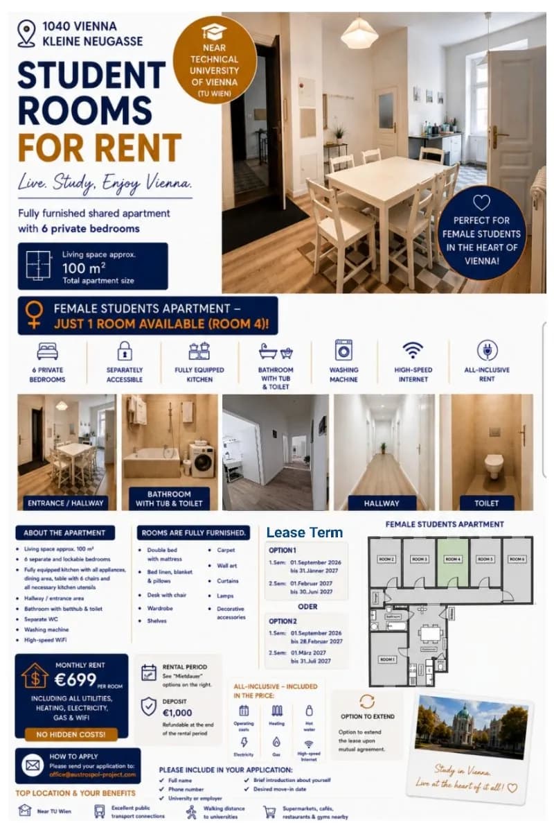 6-Zimmer-Wohnung mieten in Wien – 11 m², € 699 – Bild 2 von 14