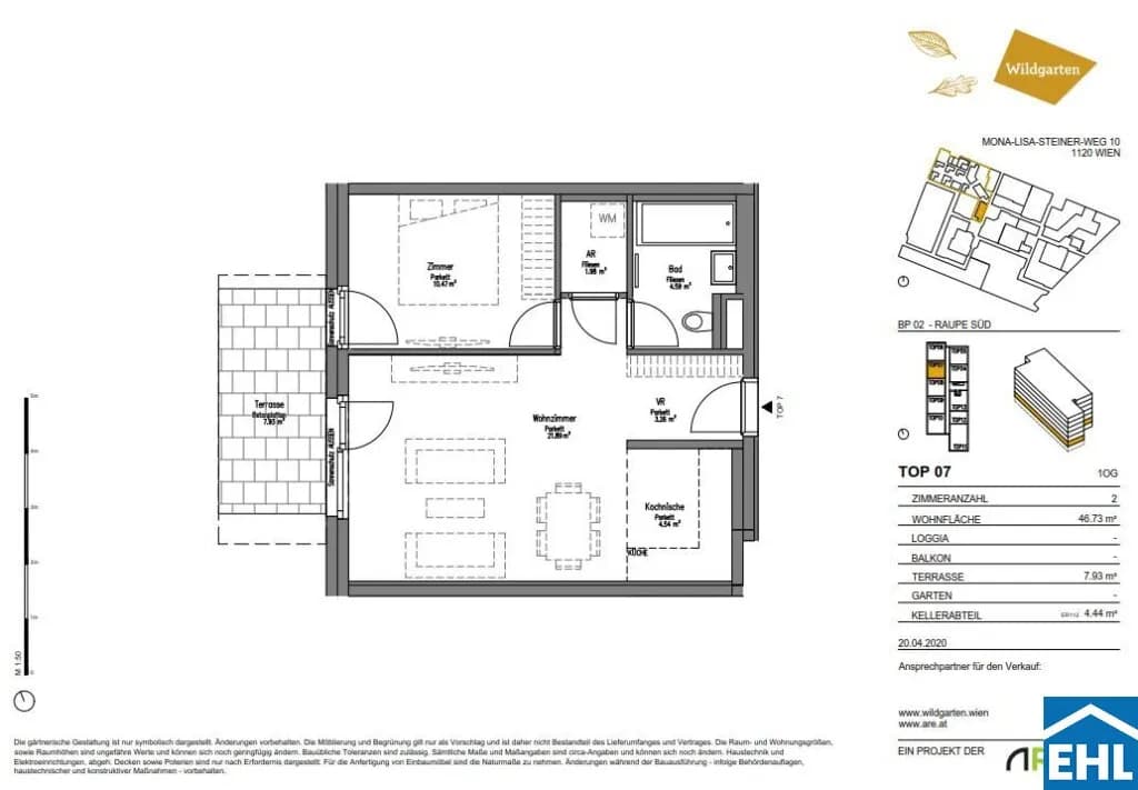 2-Zimmer-Wohnung mieten in Wien – 46,73 m², € 820 – Bild 12 von 12