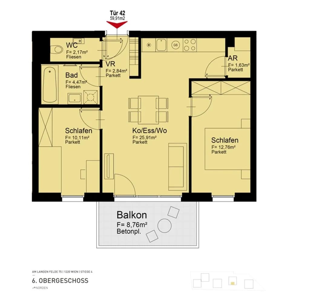 3-Zimmer-Wohnung mieten in Wien – 60 m², € 1.359 – Bild 11 von 11