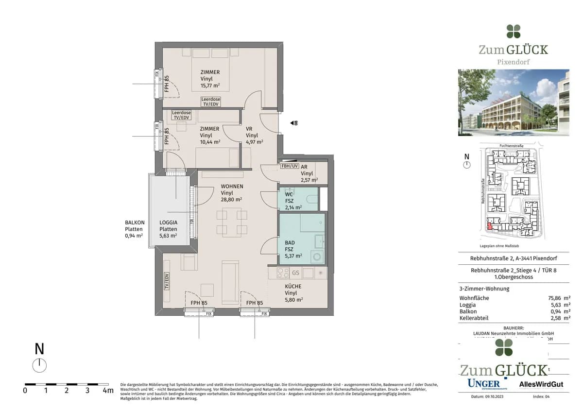 3-Zimmer-Wohnung mieten in Tulln – 77,97 m², € 1.080 – Bild 14 von 14