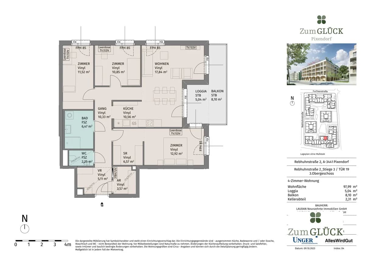 4-Zimmer-Wohnung mieten in Tulln – 97,99 m², € 1.390 – Bild 13 von 13