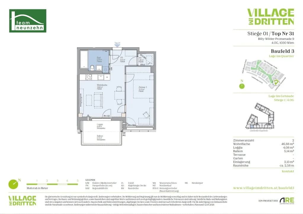 2-Zimmer-Wohnung mieten in Wien – 47,5 m², € 1.129 – Bild 21 von 21
