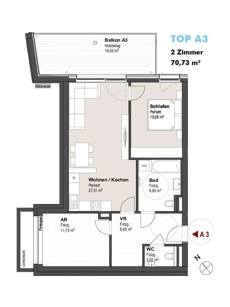 2-Zimmer-Wohnung kaufen in Hallein – 70,73 m², € 352.943 – Bild 2 von 8