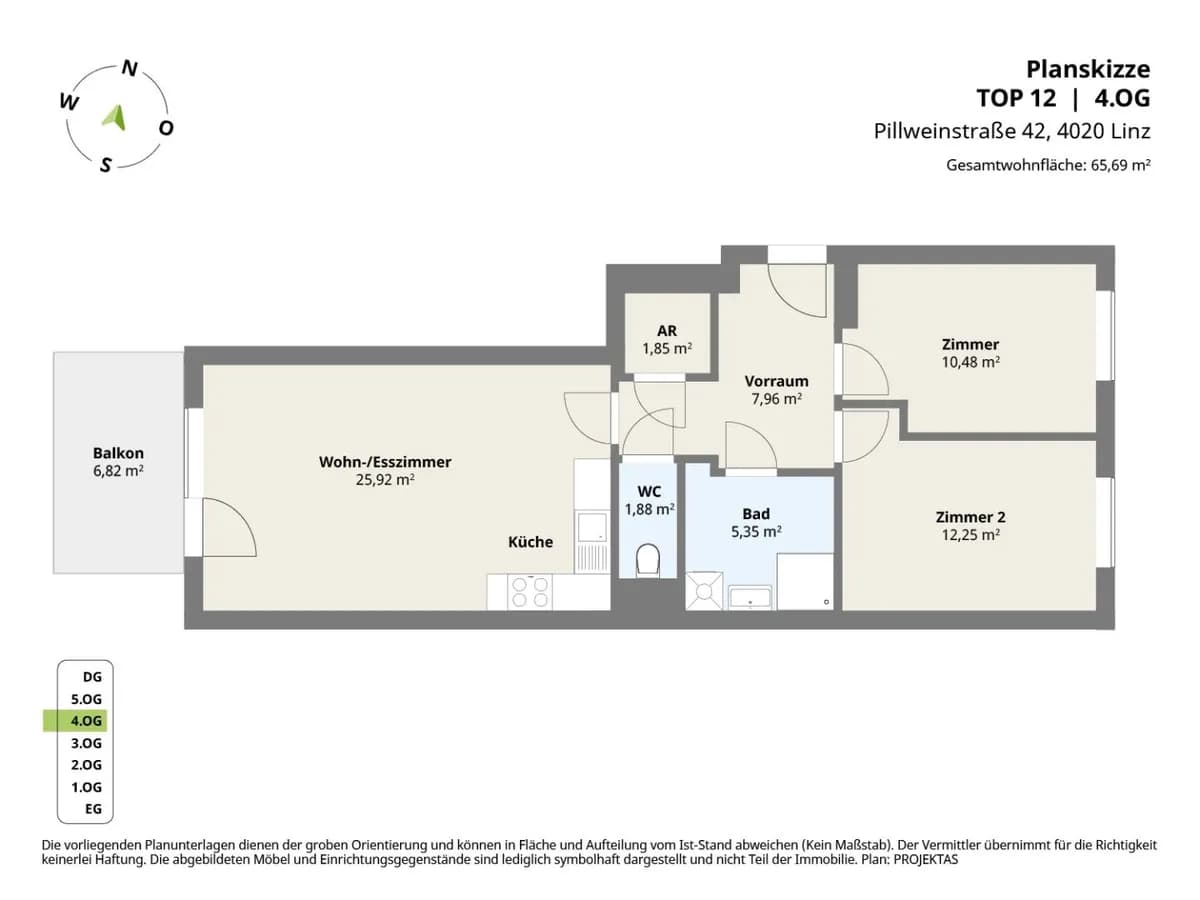 3-Zimmer-Wohnung mieten in Linz – 65,69 m², € 1.149 – Bild 10 von 10
