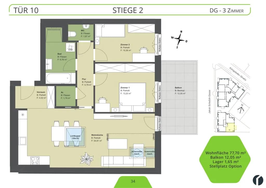 3-Zimmer-Wohnung kaufen in Tulln – 77,7 m², € 458.500 – Bild 18 von 19