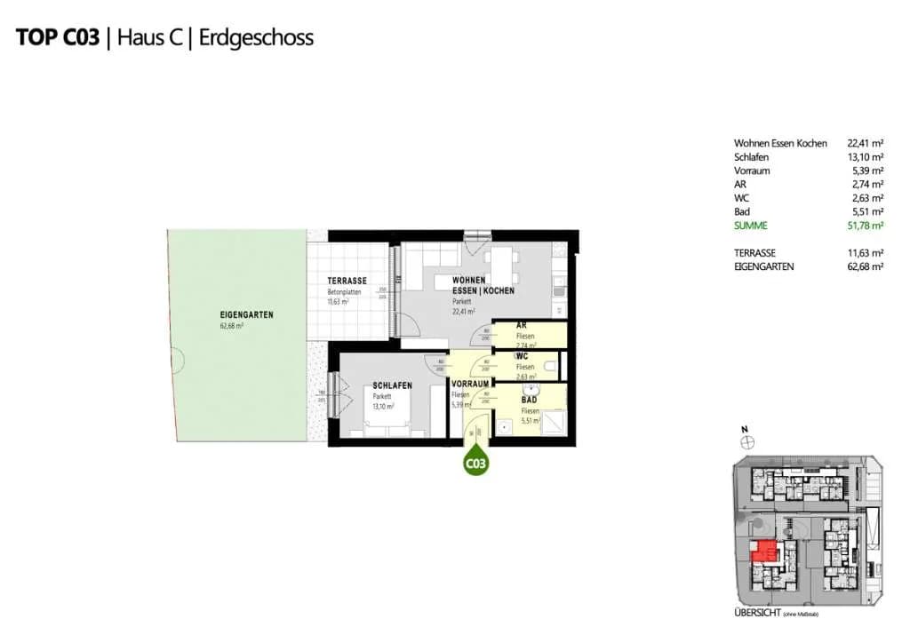 2-Zimmer-Wohnung kaufen in Amstetten – 51,78 m², € 284.790