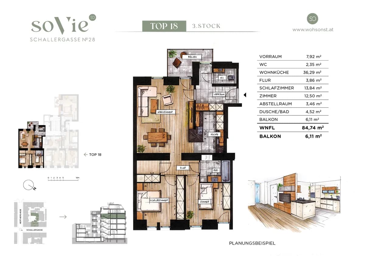 3-Zimmer-Wohnung kaufen in Wien – 84,74 m², € 638.100 – Bild 2 von 19