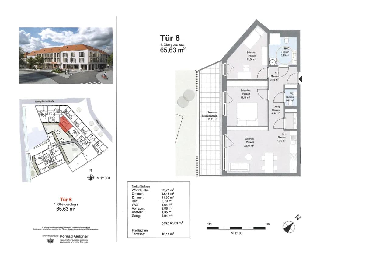 3-Zimmer-Wohnung mieten in Weiz – 65,63 m², € 1.017 – Bild 3 von 4