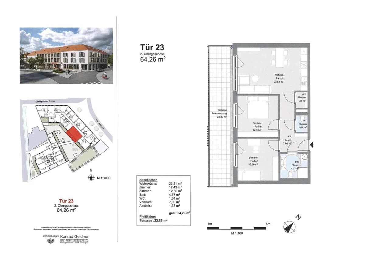 3-Zimmer-Wohnung mieten in Weiz – 64,26 m², € 997 – Bild 3 von 4