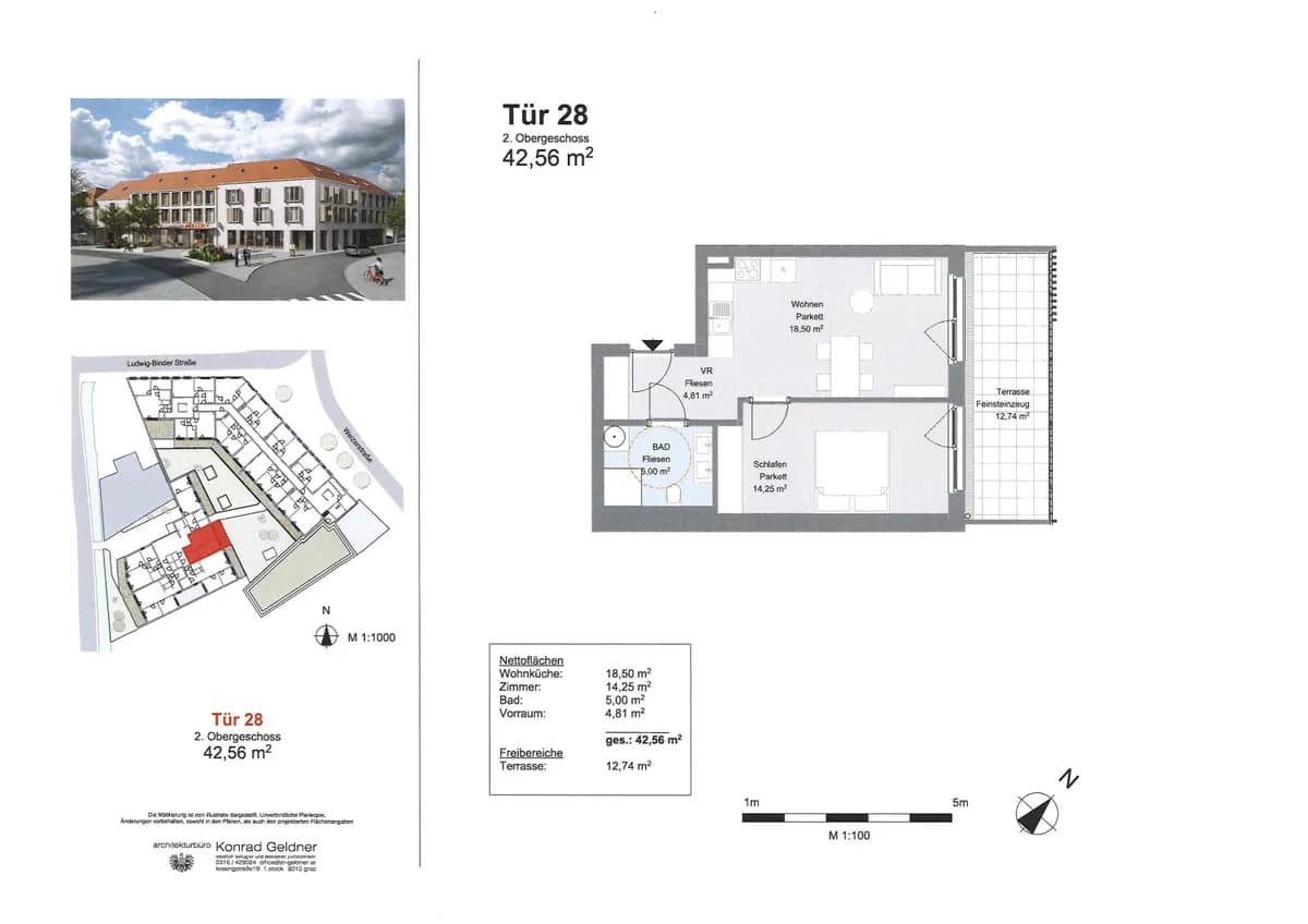 2-Zimmer-Wohnung mieten in Weiz – 42,56 m², € 735 – Bild 3 von 4
