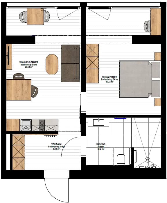 2-Zimmer-Wohnung mieten in Urfahr-Umgebung – 53 m² – Bild 2 von 11