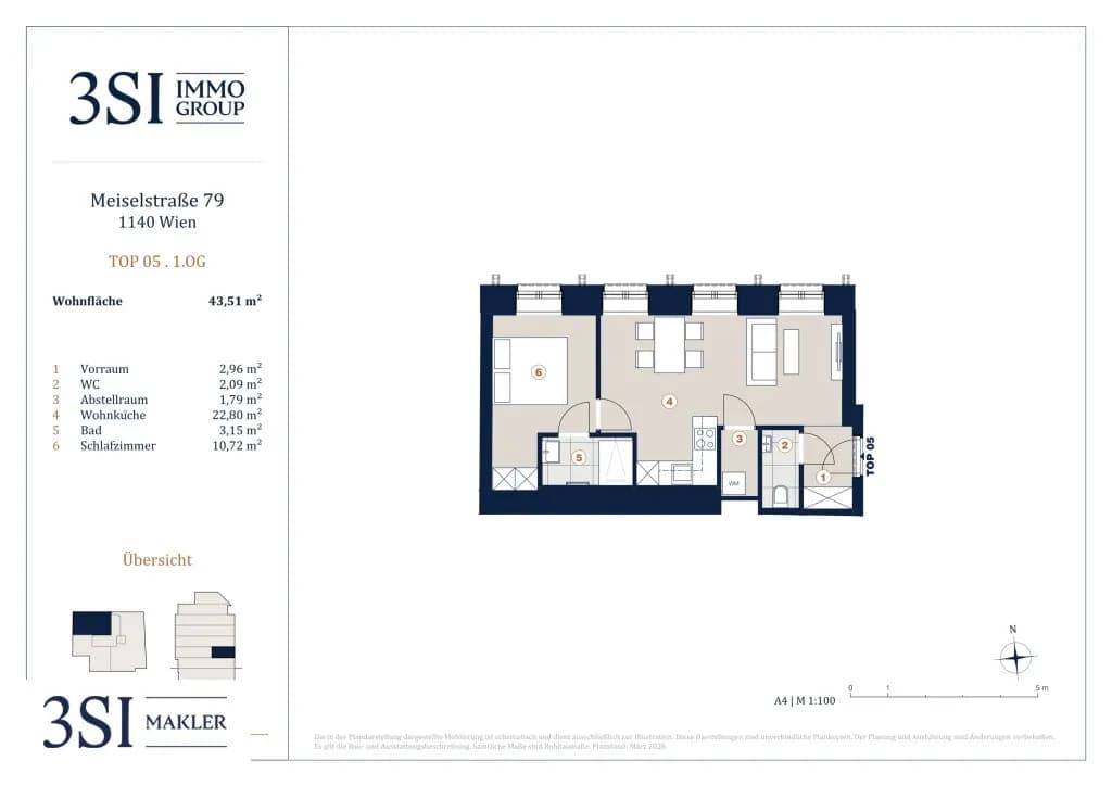 2-Zimmer-Wohnung kaufen in Wien – 43,51 m², € 315.000 – Bild 7 von 7