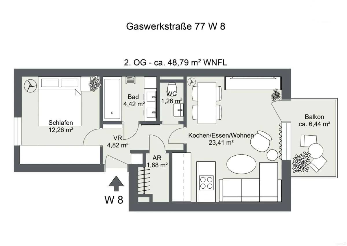 2-Zimmer-Gewerbeimmobilie kaufen in Graz – 48,79 m², € 199.800 – Bild 3 von 19