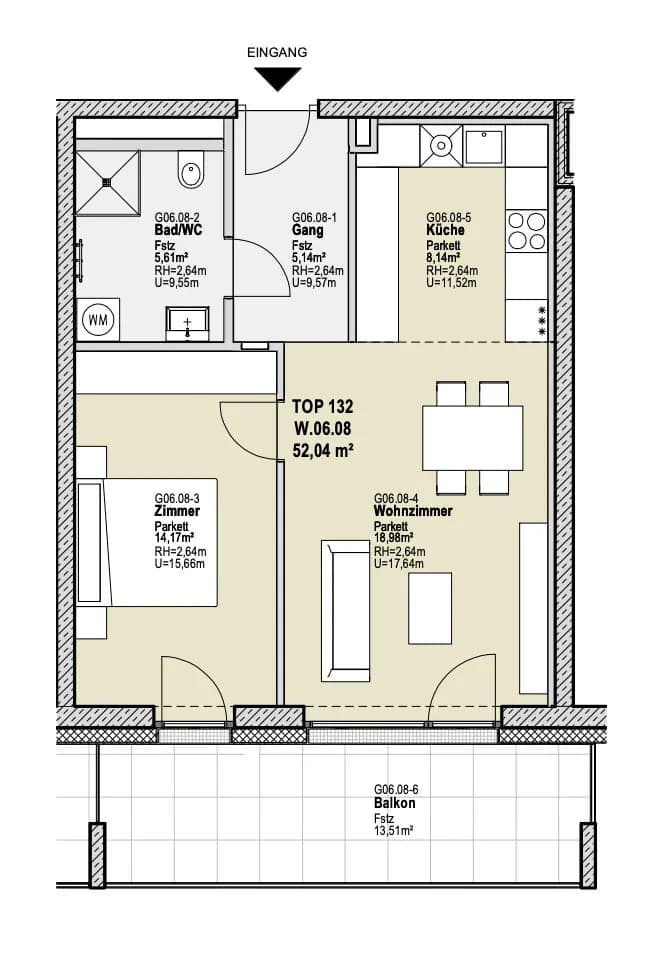 2-Zimmer-Wohnung mieten in Graz – 52,04 m², € 885 – Bild 7 von 8
