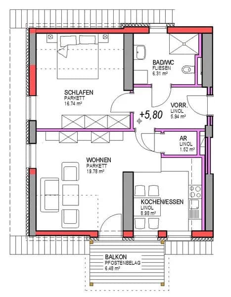 2-Zimmer-Wohnung mieten in Murau – 59,27 m², € 615 – Bild 6 von 6