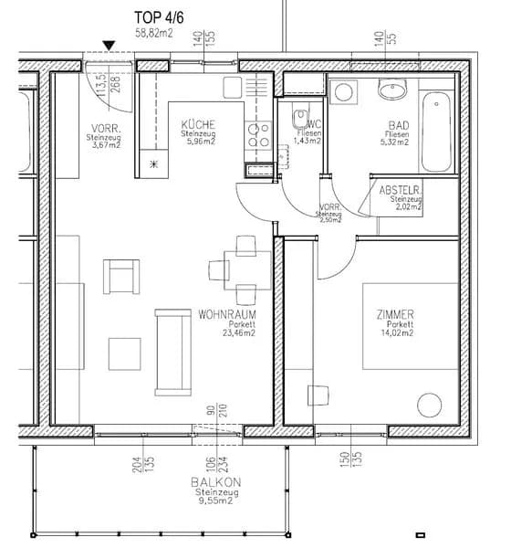 2-Zimmer-Wohnung mieten in Deutschlandsberg – 60,66 m², € 783 – Bild 2 von 2