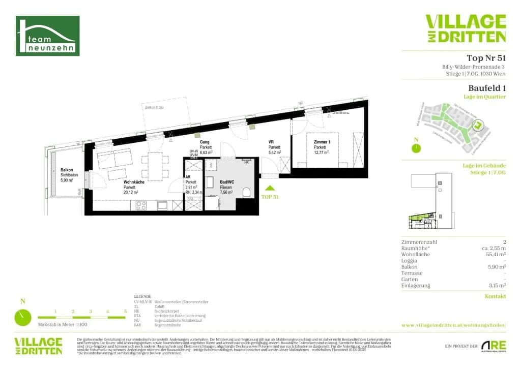 2-Zimmer-Wohnung mieten in Wien – 55,41 m², € 1.279 – Bild 29 von 29
