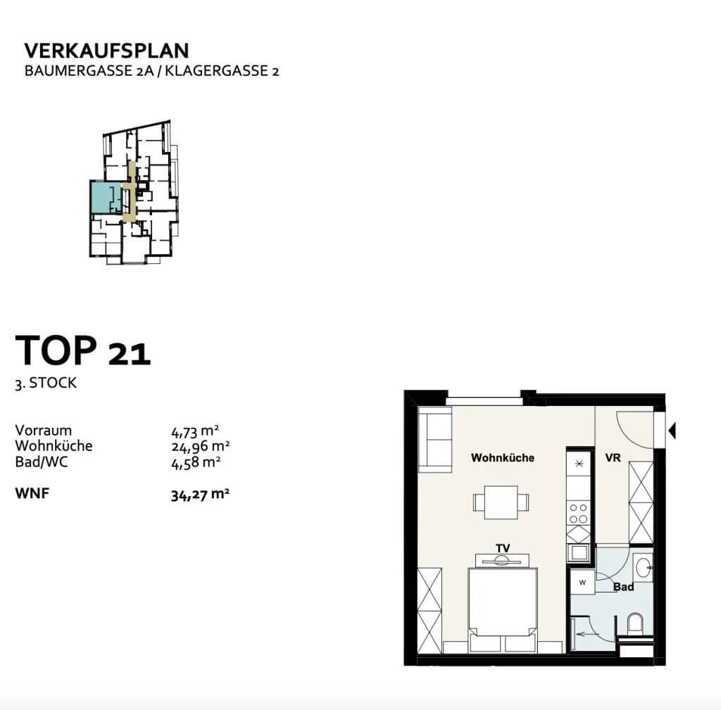 1-Zimmer-Wohnung kaufen in Wien – 34,27 m², € 249.000 – Bild 13 von 13