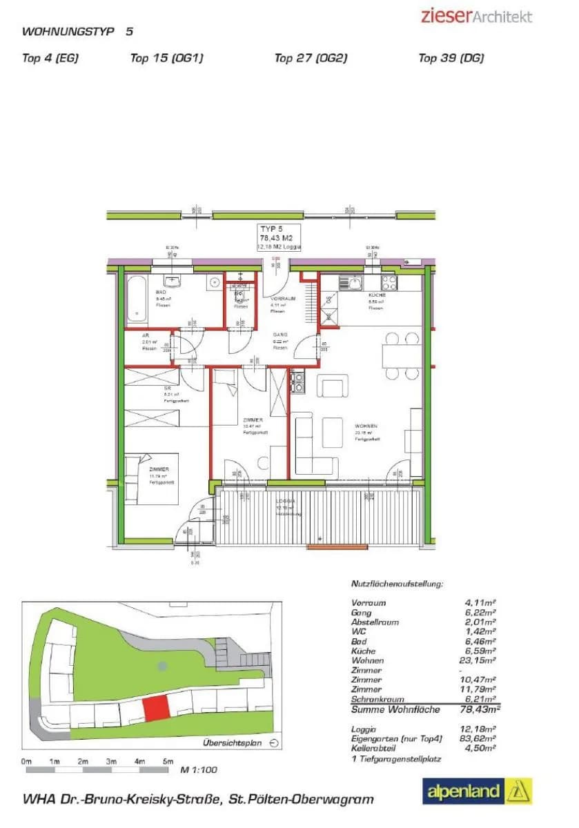 3-Zimmer-Wohnung mieten in Sankt Pölten – 78,11 m², € 1.005 – Bild 5 von 5