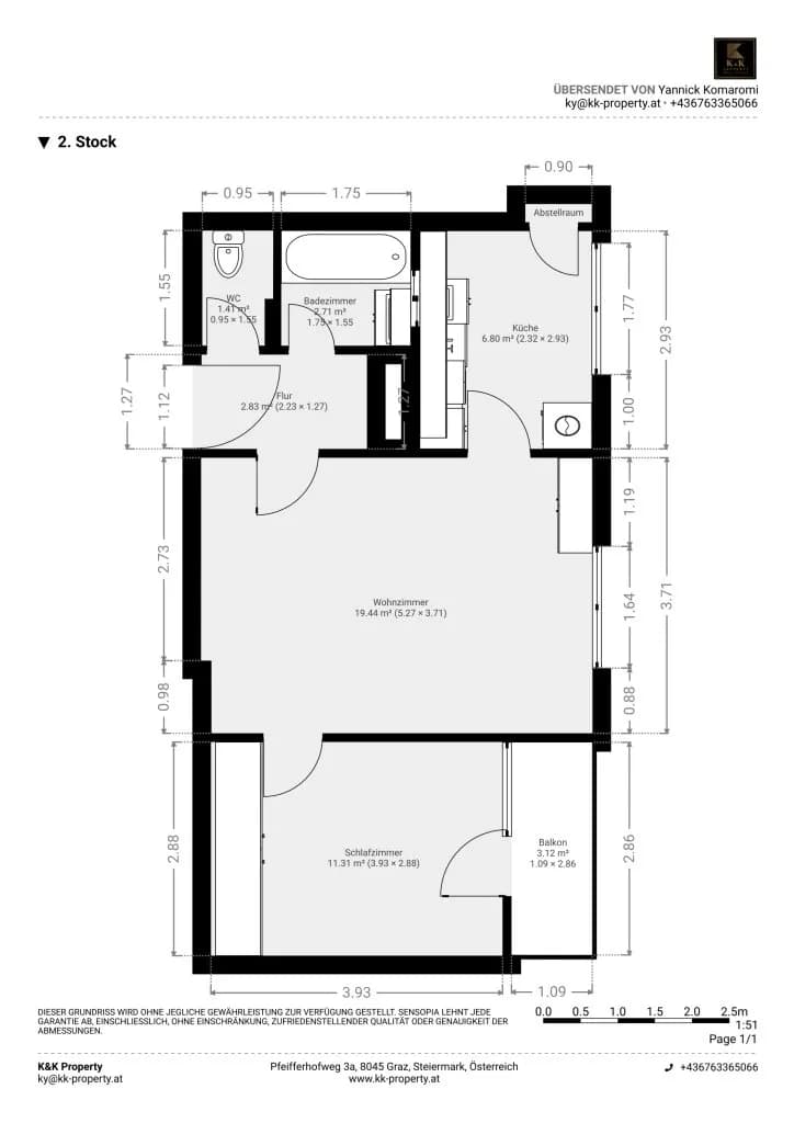 Wohnung mieten in Graz – 47 m², € 860 – Bild 12 von 13