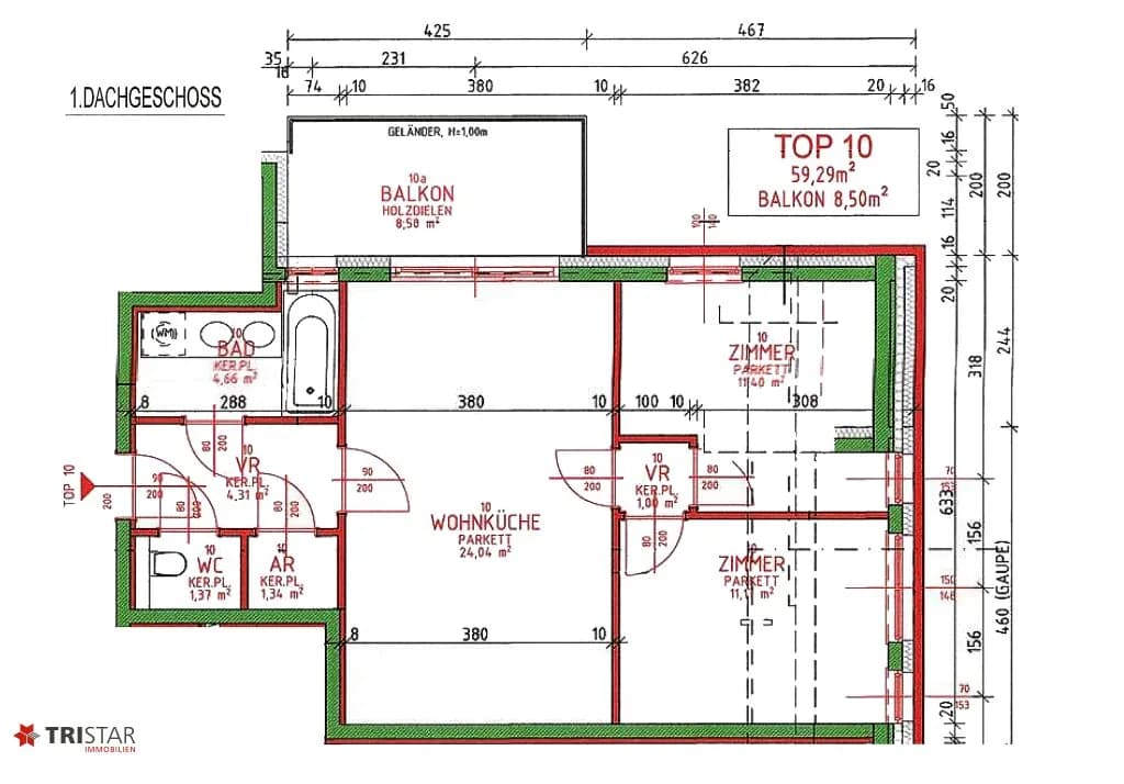 3-Zimmer-Wohnung kaufen in Wien – 59,28 m², € 351.000