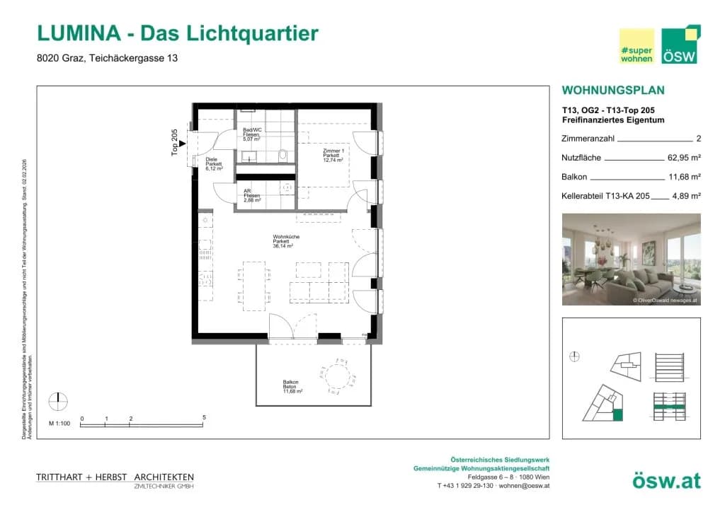 2-Zimmer-Wohnung kaufen in Graz – 62,95 m², € 294.000 – Bild 2 von 11