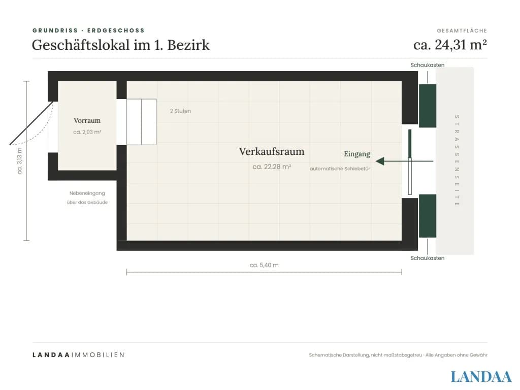 1-Zimmer-Gewerbeimmobilie mieten in Wien – 24 m², € 3.090 – Bild 2 von 2