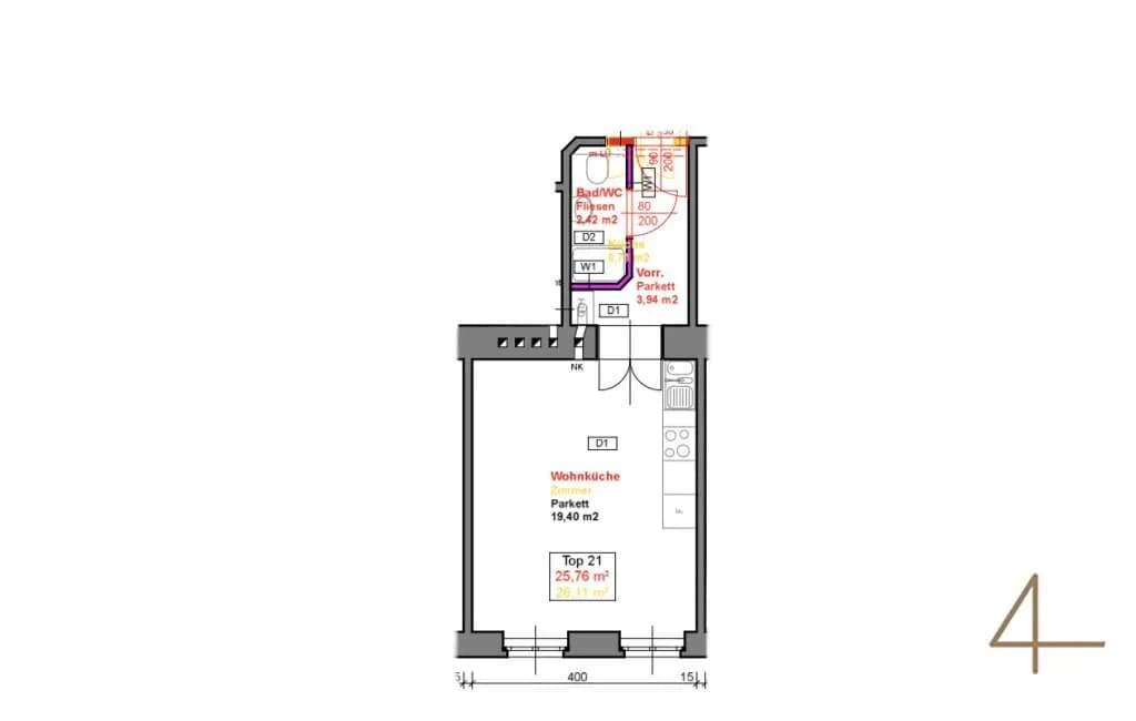 1-Zimmer-Wohnung kaufen in Wien – 26 m², € 125.000 – Bild 5 von 5