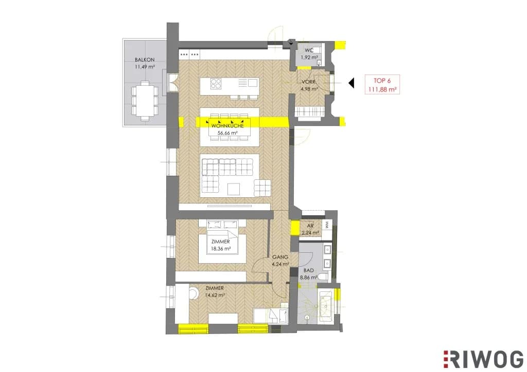 3-Zimmer-Wohnung kaufen in Wien – 111,88 m², € 690.000 – Bild 12 von 12