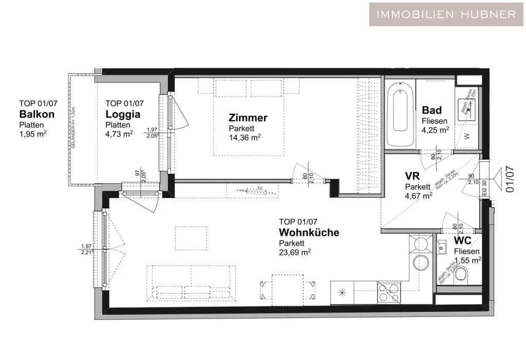 2-Zimmer-Wohnung mieten in Wien – 50 m², € 987 – Bild 10 von 10