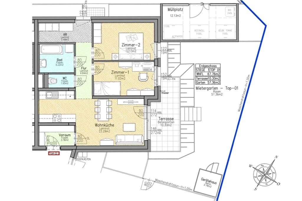 3-Zimmer-Wohnung mieten in Leoben – 67,76 m², € 1.063 – Bild 2 von 4