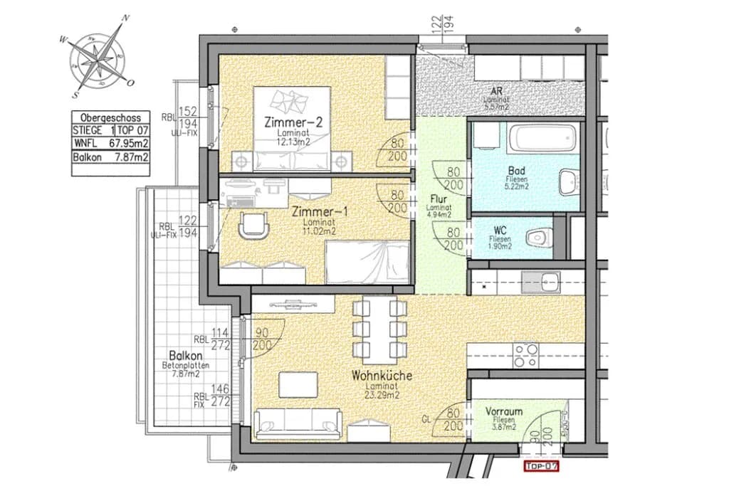 3-Zimmer-Wohnung mieten in Leoben – 67,95 m², € 1.077 – Bild 2 von 4