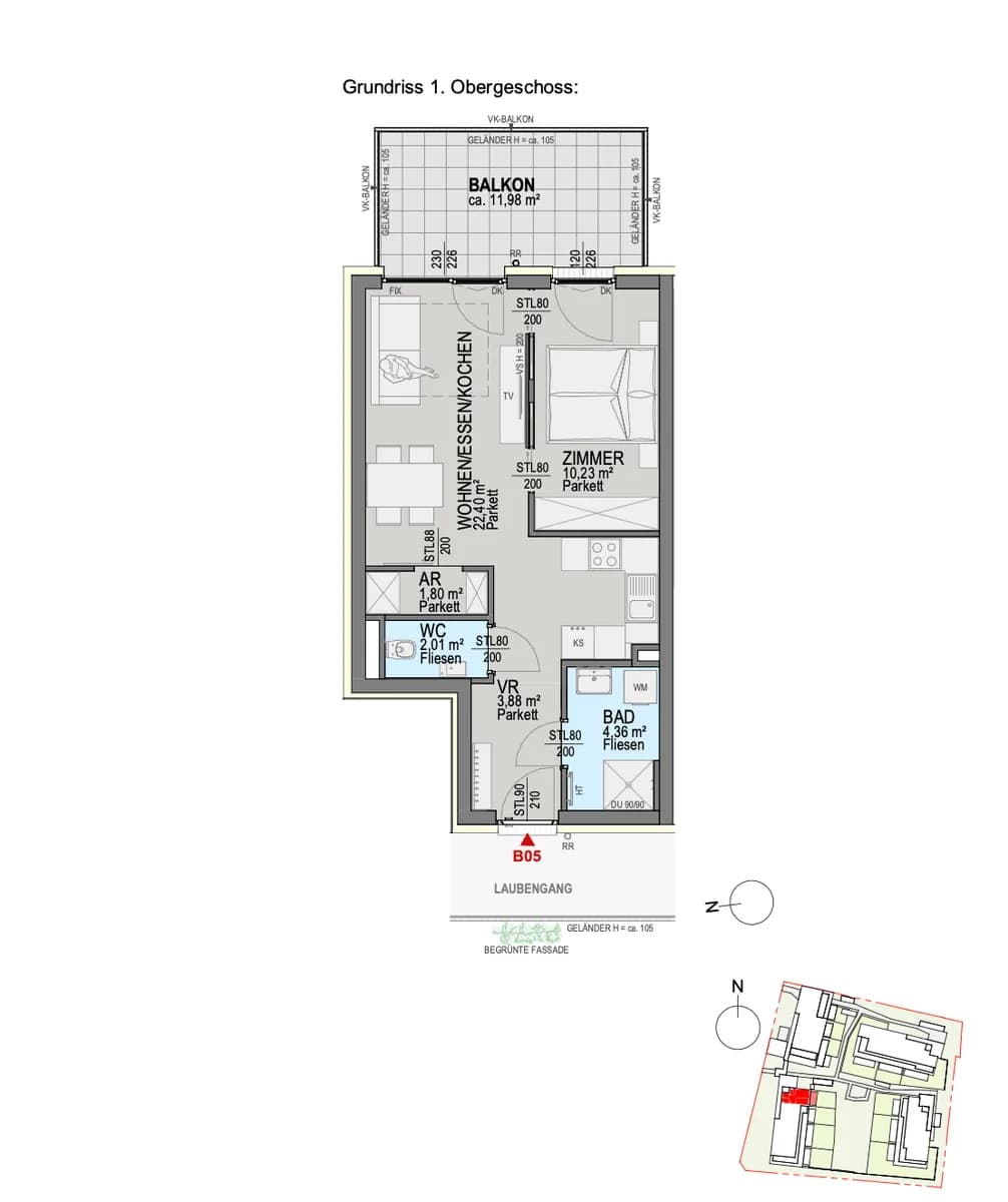 2-Zimmer-Wohnung kaufen in Graz – 44,68 m², € 205.000 – Bild 8 von 8