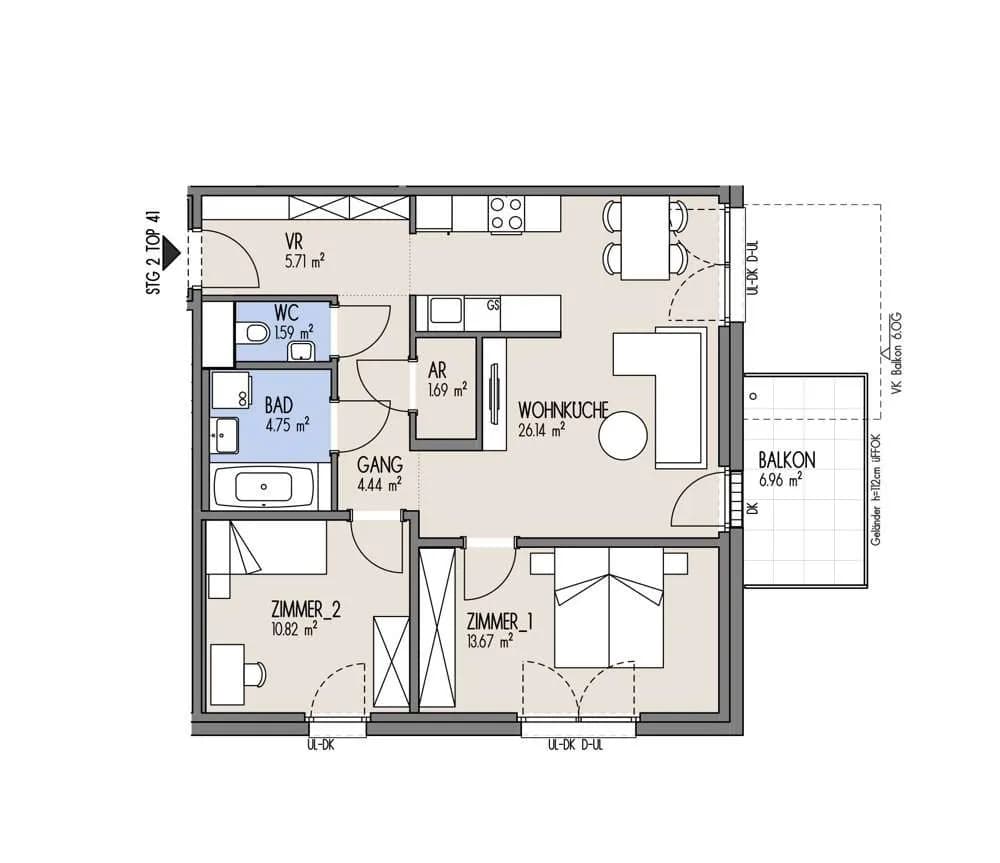 3-Zimmer-Wohnung kaufen in Wien – 68,81 m², € 410.000 – Bild 2 von 25