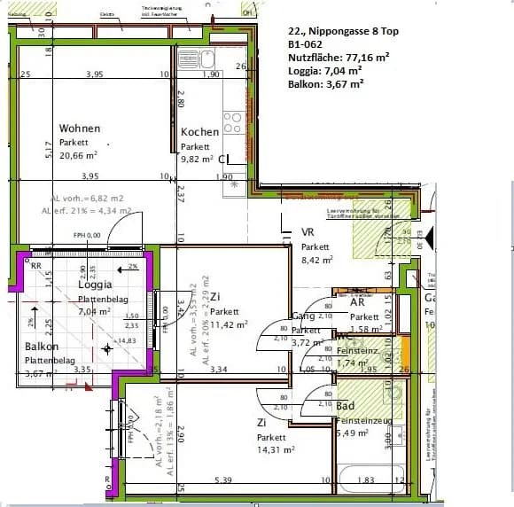 3-Zimmer-Wohnung mieten in Wien – 77,16 m², € 1.652 – Bild 12 von 13
