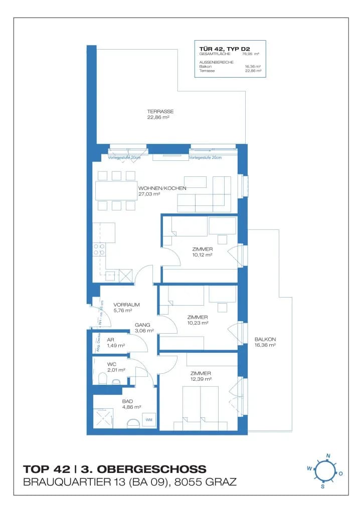 4-Zimmer-Wohnung kaufen in Graz – 76,95 m², € 388.600 – Bild 6 von 6