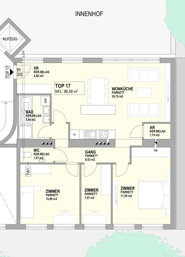 4-Zimmer-Wohnung kaufen in Wien – 96,58 m², € 448.000 – Bild 12 von 13