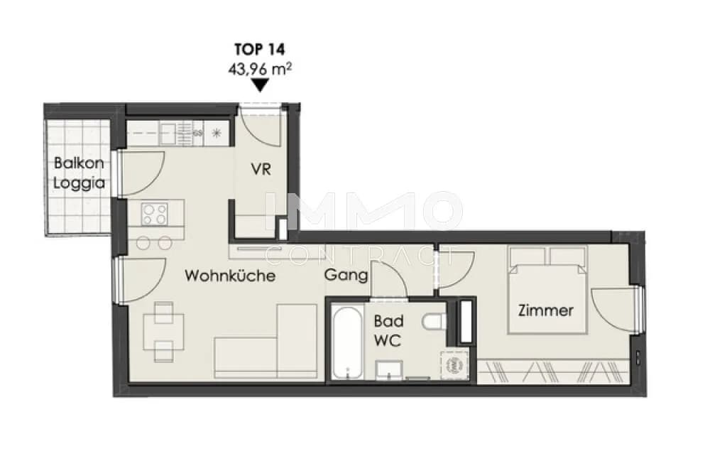 2-Zimmer-Wohnung kaufen in Wien – 43,96 m², € 334.000 – Bild 9 von 10