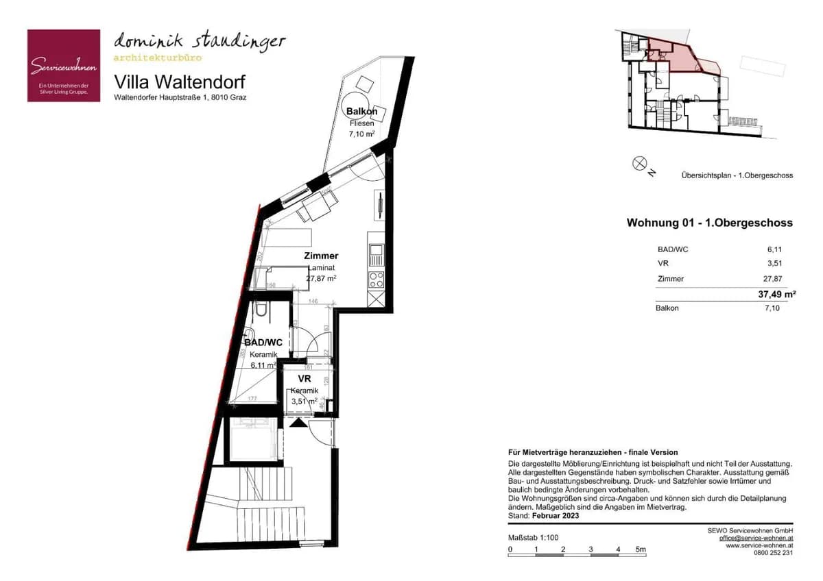 1-Zimmer-Wohnung mieten in Graz – 37,49 m², € 562 – Bild 6 von 6