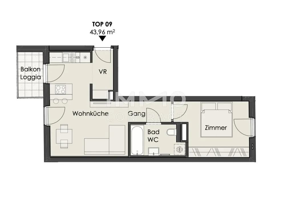 2-Zimmer-Wohnung kaufen in Wien – 43,82 m², € 324.000 – Bild 9 von 10
