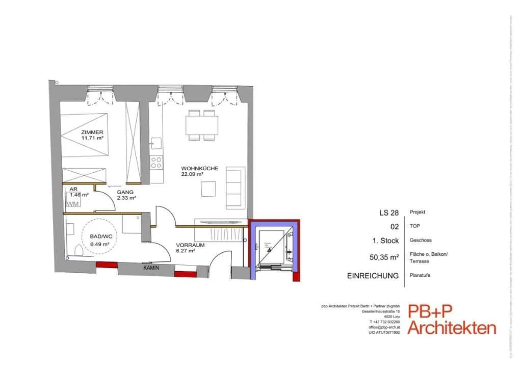 2-Zimmer-Wohnung kaufen in Braunau am Inn – 50,35 m², € 156.085 – Bild 3 von 3