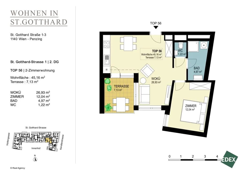 2-Zimmer-Wohnung mieten in Wien – 45,16 m², € 1.035 – Bild 11 von 11