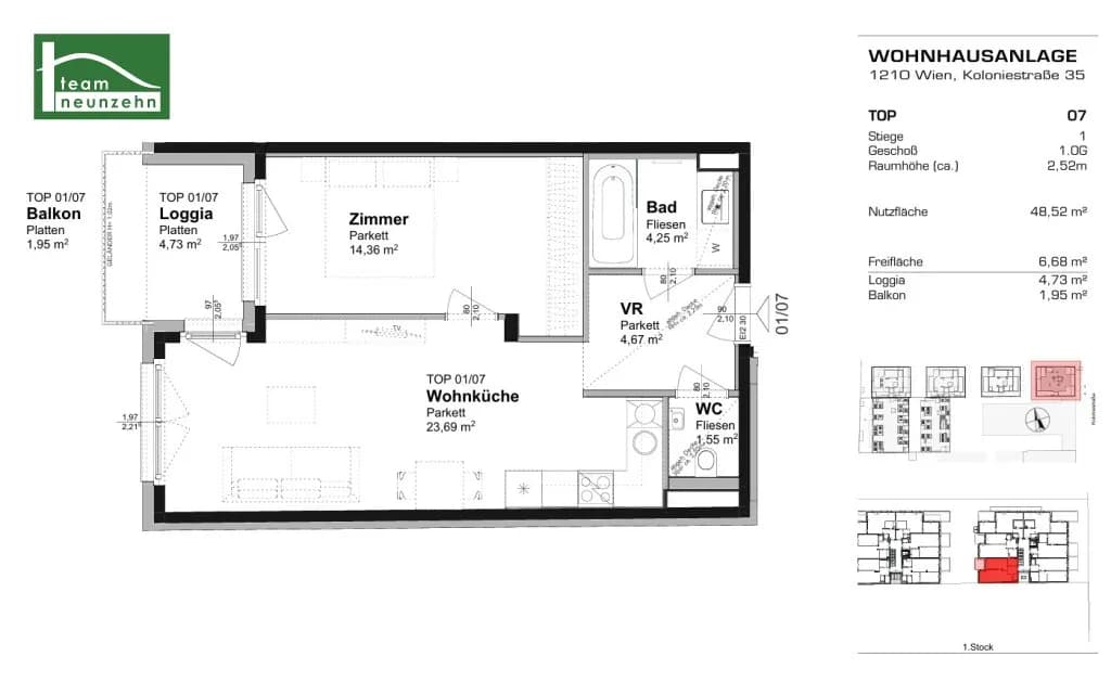 2-Zimmer-Wohnung mieten in Wien – 47,31 m², € 949 – Bild 20 von 21