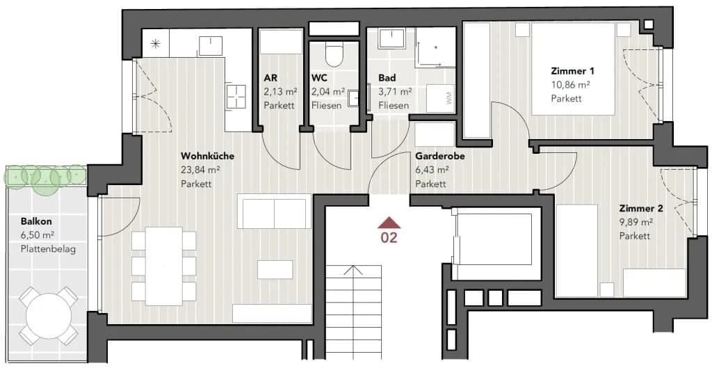 3-Zimmer-Wohnung kaufen in Wien – 58,9 m², € 481.982 – Bild 9 von 9