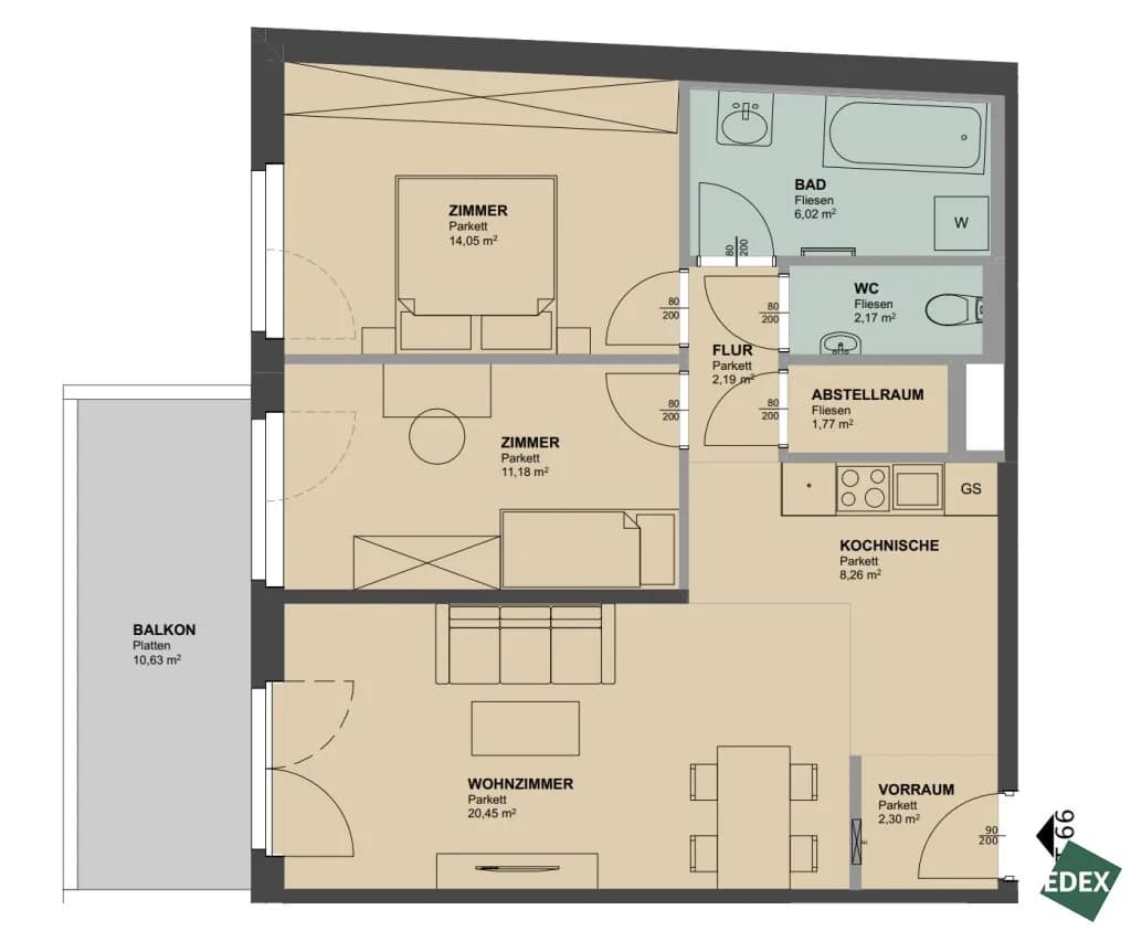 3-Zimmer-Wohnung mieten in Wien – 68 m², € 1.399 – Bild 18 von 18