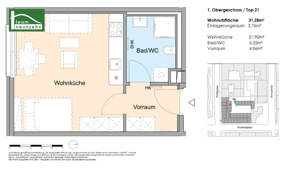 1-Zimmer-Wohnung mieten in Wien – 31,28 m², € 665 – Bild 15 von 15