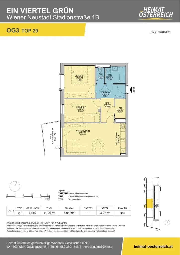 3-Zimmer-Wohnung mieten in Wiener Neustadt – 71,29 m², € 915 – Bild 28 von 34