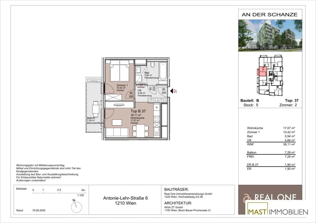 2-Zimmer-Wohnung mieten in Wien – 38,11 m², € 895 – Bild 15 von 15
